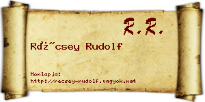 Récsey Rudolf névjegykártya